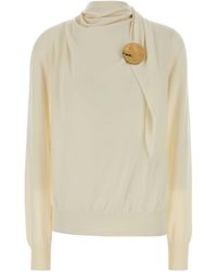 Jil Sander - Cream Wool Sweater - Lyst