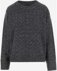 Pinko - Wool Blend Sweater With Rhinestones - Lyst