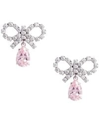 Self-Portrait - Self Portrait Pink Micro Bow Drop Ohrringe - Lyst