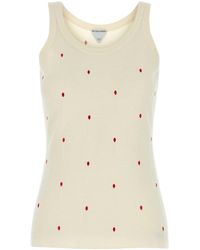 Bottega Veneta - Ivory Cotton Blend Tank Top - Lyst