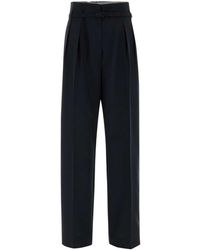 Prada - Midnight Wool Blend Palazzo Pant - Lyst