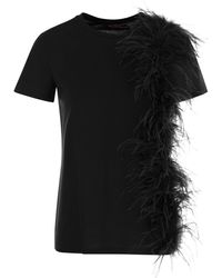 Max Mara Studio - Lappole Jersey T Shirt con plumas - Lyst