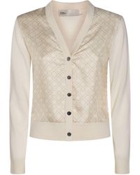 Tory Burch - E gedruckte Seiden -Strickjacke - Lyst