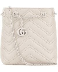 Gucci - Ivory Leather Micro Gg Marmont Bucket Bag - Lyst