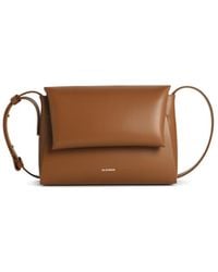 Jil Sander - 'Messenger' Brown Lear Crossbody Tasche - Lyst