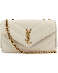 Saint Laurent - Ivory Leather Small Loulou Shoulder Bag - Lyst
