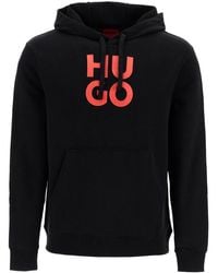 HUGO - Hooded Sweatshirt With - Lyst