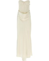 ROTATE BIRGER CHRISTENSEN - Long Silk-Effect Dress With Padded Corset - Lyst