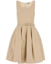 Fendi - Cream Wool Blend Dress - Lyst