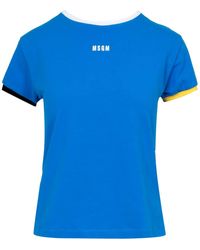MSGM - T Shirts En Polos Helder Blauw - Lyst