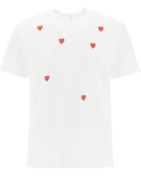 COMME DES GARÇONS PLAY - Comme des Garcons spielen "runde Nacken -T -Shirt mit Herzmuster - Lyst