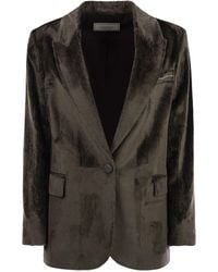 Peserico - Velvet Blazer With Thousand Stripes - Lyst