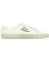 Saint Laurent Ivory Canvas Wes Sneakers in Natural | Lyst