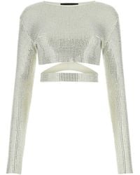 ANDREA ADAMO - Embellished Viscose Blend Top - Lyst