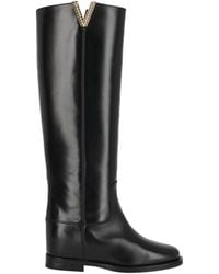 Via Roma 15 - Tall Leather Studded Boots - Lyst