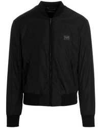 Dolce & Gabbana - DOLCE&GABBANA Lederjacke im Bomber-Stil - Lyst