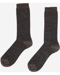 ANT45 - Ribbed Cotton Blend Socks With Metallic Thread - Lyst