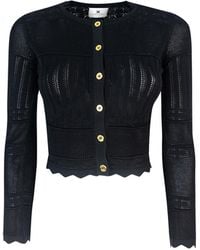 Elisabetta Franchi - Cardigan In Maglia Con Ricami À Jour - Lyst