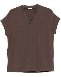 Brunello Cucinelli - Katoenen T-shirt Met V-hals - Lyst
