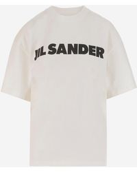 Jil Sander - Maglietta Di Cotone Con Logo - Lyst