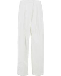 Jil Sander - Milk Cotton And Silk Trousers - Lyst