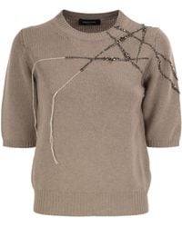 Fabiana Filippi - Pullover aus Wolle, Seide und Kaschmir mit Juwelenstickerei und Strassdetails - Lyst