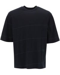 Burberry - Gestreiftes T -Shirt mit Ekd -Stickerei - Lyst