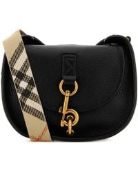 Burberry - Black Leather Mini Messenger B Clip Crossbody Bag - Lyst