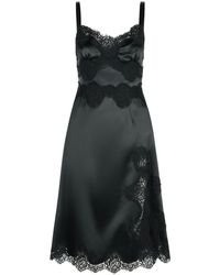 Dolce & Gabbana - Satijnen Jurk Met Kantafwerking - Lyst