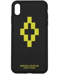 Marcelo Burlon - Porta Iphone Iphone Xs Max Uomo Policarbonato Nero/Giallo - Lyst