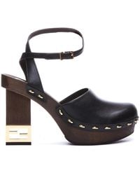 Fendi - Decoratieve Lederen Pumps Met Hak - Lyst