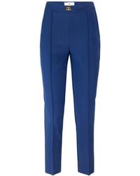 Elisabetta Franchi - Pantaloni en Crêpe Blu con logotipo - Lyst