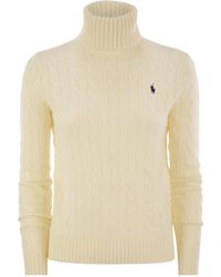 Polo Ralph Lauren - Wool And Cashmere Cable-Knit Turtleneck Sweater - Lyst