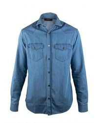 Moorer - Denim Shirt With Mother-Of-Pearl Buttons - Lyst