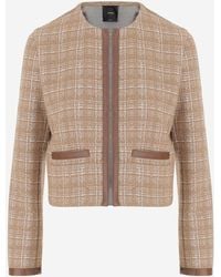Pinko - Cotton Blend Jacket With Check Pattern - Lyst