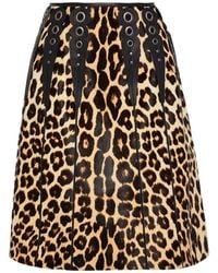 Bottega Veneta - Leopard Print 100% Leather Hair Skirt - Lyst