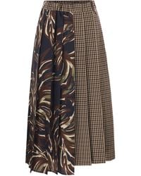 Weekend by Maxmara - Fanale Pied De Poule Wool Pleated Skirt - Lyst