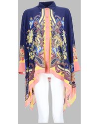 Etro - Printed Silk Asymmetrical Button-Front Tunic Blouse - Lyst
