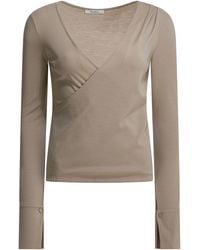 Max Mara Pure - Virgin Wool V-neck Sweater Knitwear Beige - Lyst
