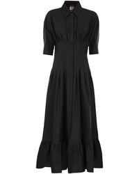 Max Mara - Mstcera – Long Cotton Shirt Dress With Flounced Hem - Lyst