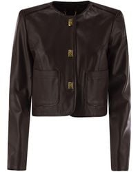 Elisabetta Franchi - Leather Jacket With Vinyl Details - Lyst