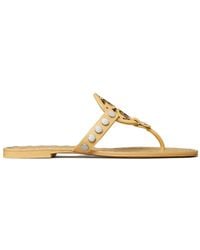 Tory Burch - Studded Miller Leather Flat Sandals - Lyst