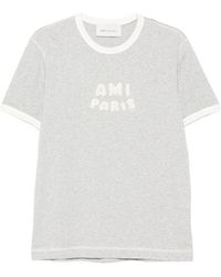 Ami Paris - T-Shirt Met Logo-Applicatie - Lyst