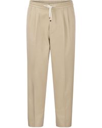 Brunello Cucinelli - Leisure Fit Cotton Gabardine pantalon avec cordon de coton et Double Darts - Lyst