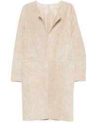 TOTEME - Suede Leather Coat - Lyst