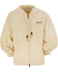 Moncler - Felpa Di Cotone Con Cappuccio E Zip - Lyst