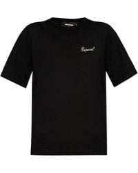 DSquared² - T-Shirt With Shimmering Crystals - Lyst
