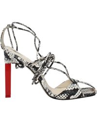 The Attico - The Penthouse Adele Sandals Vrouwen Leer Wit/zwart - Lyst