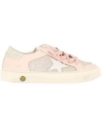 Golden Goose - Sneakers May With Double Quarter And Toe Glitter And Leather Upper Leather Star Tongue And Toe Suede Heel Pale/Milk - Lyst