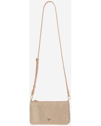 Pinko - Platte Raffia Schoudertas - Lyst